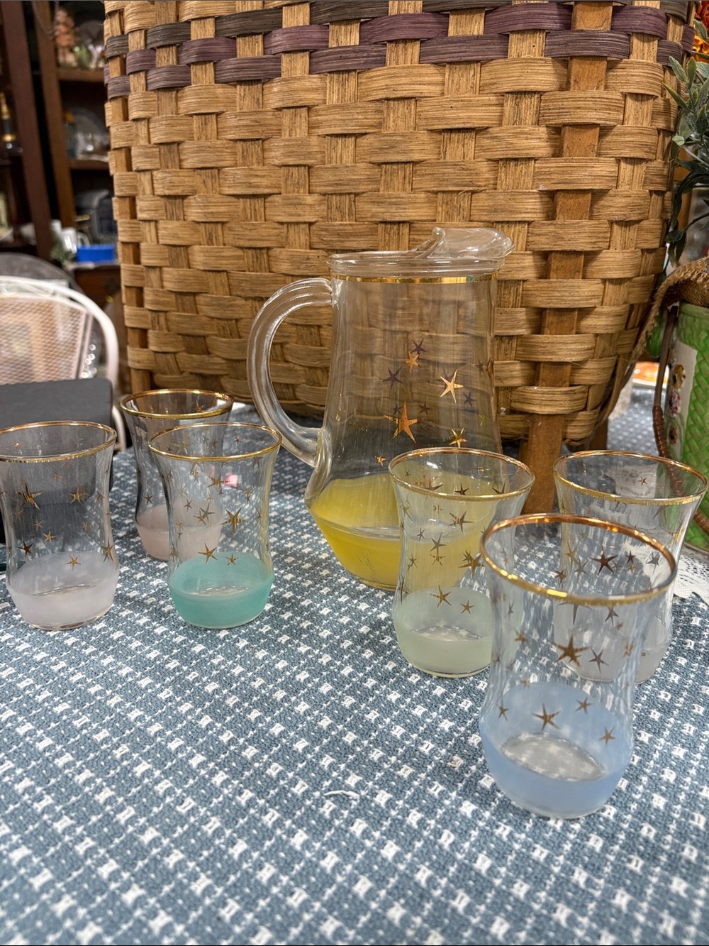 vintage 1950s Bartlett Collins "Atomic North Star" juice set